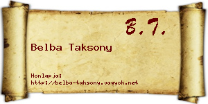 Belba Taksony névjegykártya